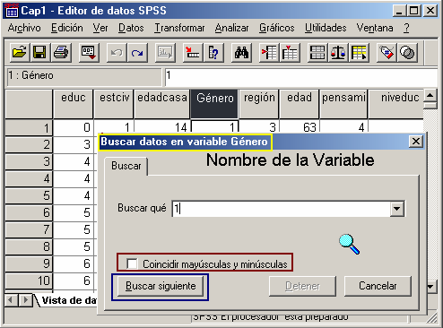 Cuadro Buscar en SPSS