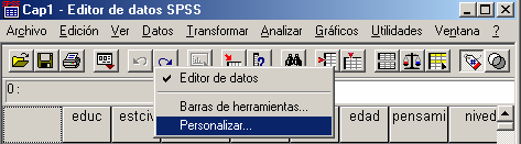 Personalizar barra de Herramientas de SPSS