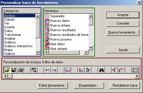 Personalizar la barra de heramientas de SPSS