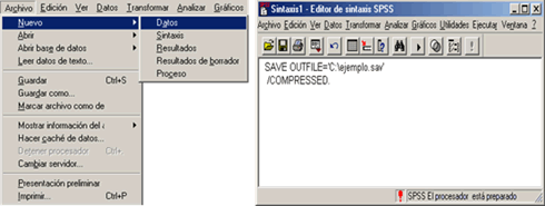 Ventana de sintaxis de SPSS