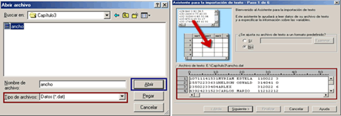 Importar Archivos de Texto de Ancho Fijo - ubicar el archivo y Ventana del asistente de importacion de archivos de texto