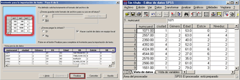 Paso 6: Finalizar la importacion de datos - Importar datos de archivos de texto de Ancho Fijo en SPSS