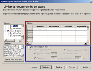 Paso 4: Limitar la recuperacion de casos - Importar informacion de Bases de Datos a SPSS