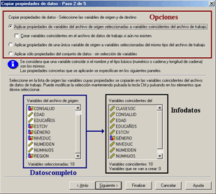 Paso 2: Definir Variables a las que se le copiaran los propiedades - Copiar propiedades de Variables de SPSS en Español