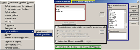 Abrir Procedimiento Añadir Variables de SPSS * 3-120 Ventana principal del procedimiento