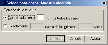 Seleccionar Casos: Muestra aleatoria - Depurar datos con SPSS