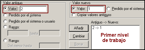 Definiendo el primer nivel de trabajo - Recodificar en nuevas variables de SPSS