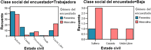 Graficos de las tablas de Contingencia - Resultados de los graficos por la variable de Capa - Clases Trabajadora y Baja