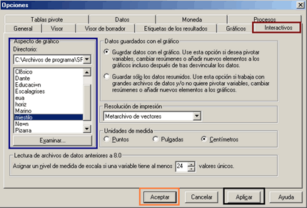 Opciones de Resultados de SPSS - Definir el nuevo Aspecto de Grafico como plantilla para los futuros gráficos generados en SPSS