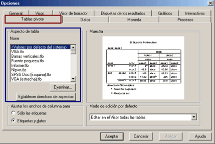 Definir un Aspecto de Tabla como plantilla para todas las tablas que se creen en SPSS