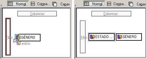 Anidar variables en las Filas - Forma de ubicar las variables para realizar la anidacion en las filas - Tablas personalizadas de SPSS 